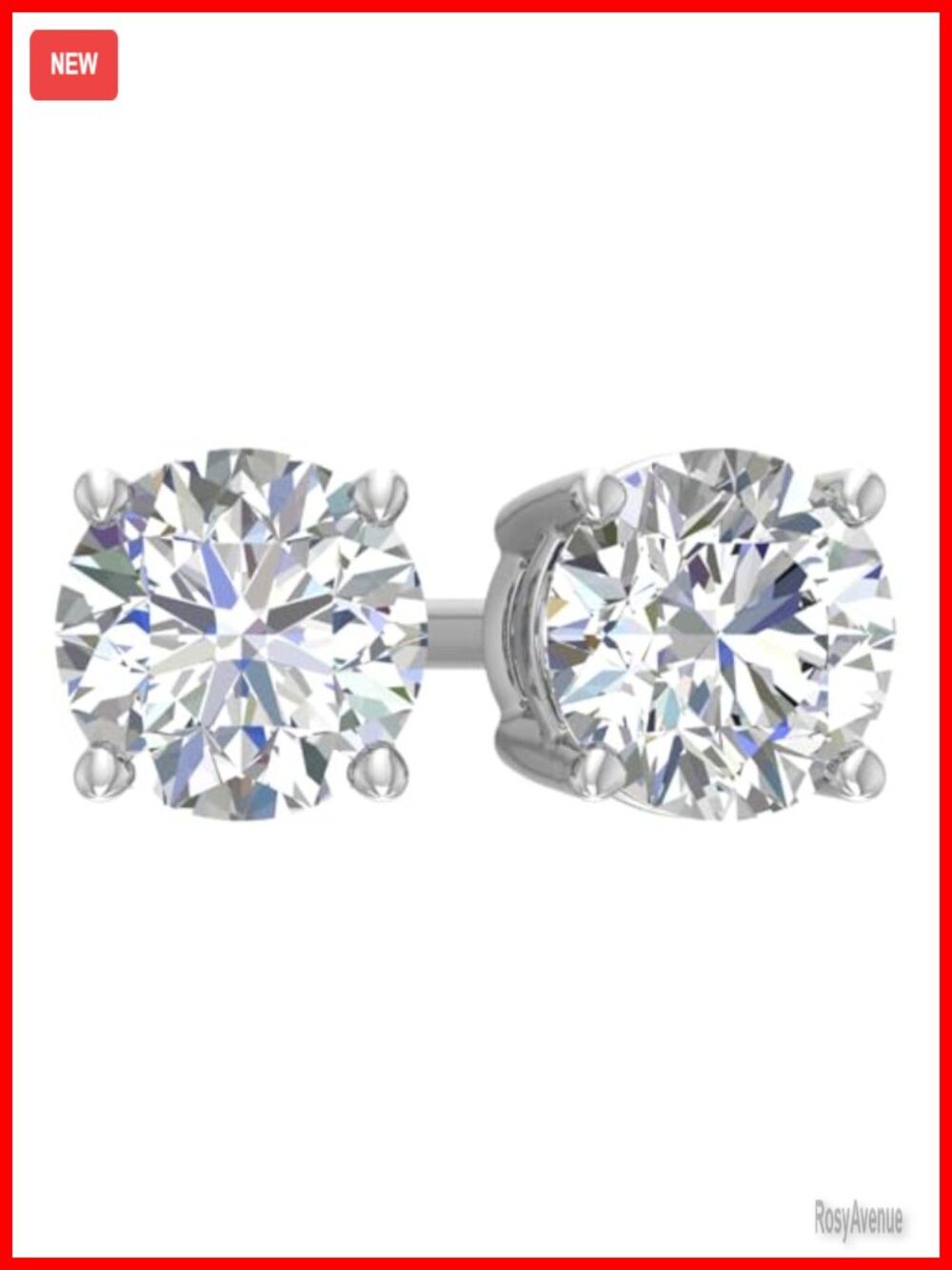 14K Gold Round Lab-Grown Diamond 4-Prong Stud Earrings
